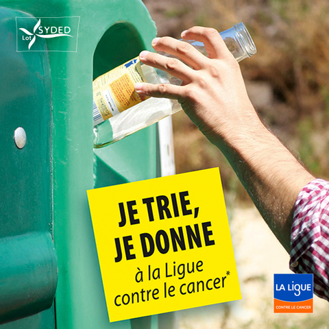 Je trie le verre, je donne à la ligue contre le cancer